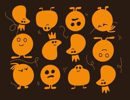 Cute Orange Monsters with Funny Expressions SetCute Orange Monsters with Funny Expressions Set vector