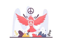 Peace Dove Flying with Symbolic Red Wings vector