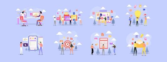 Flat Illustration of Business People Working Together vector