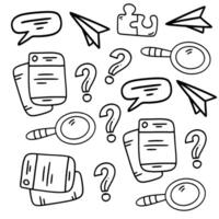 Startup Doodle Icons with Documents and Questions vector
