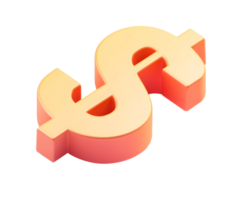 golden dollar sign 3d render png