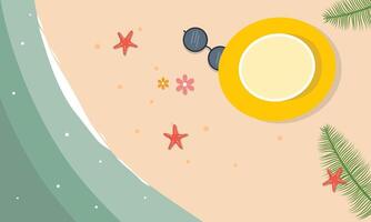 Crabs and Starfish On Beach With Green Palm Shadows vector