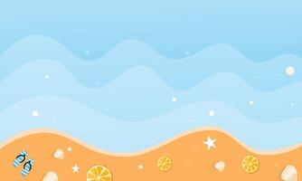 Light Blue Ocean Scene With Floating Starfish and Waves vector