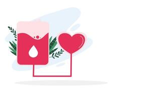 A red blood bag with a heart on it vector
