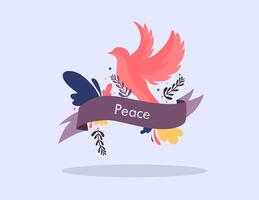 Dove Flying Peacefully Holding Banner of Unity vector