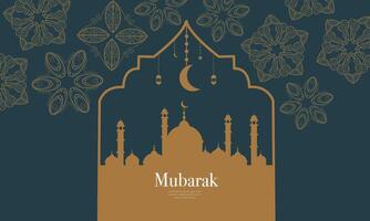 Ramadan Background with Mosque and Moon Elements vector