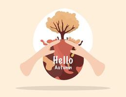 Autumn Greetings Held With Two Open Hands vector