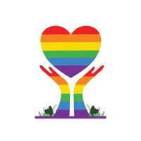 Rainbow Heart Growing from Hands for LGBTQ Pride Support vector