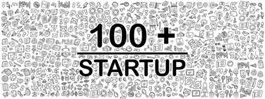 Startup Icon Set Illustration with 100 plus Elements vector