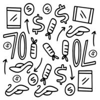 Hand Drawn Shopping Icons with Price Elements vector