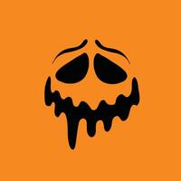 Melting Scary Pumpkin Face with Orange Background vector