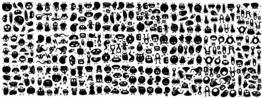 Hundreds of Black Icons in Abstract Doodle Style vector