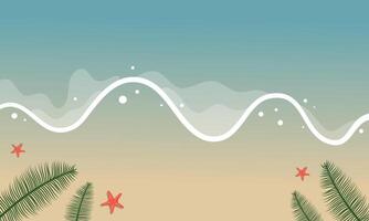 A beach scene with palm trees and waves vector