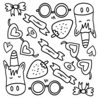 Playful Kids Doodles with Hearts and Candy vector