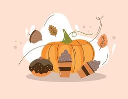 Thanksgiving Background with Pumpkins and Corn vector