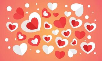 Floating Red and White Hearts on Pink Background vector