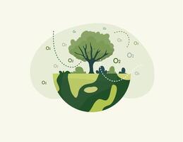 Earth Tree Growing from Green Planet Surface vector