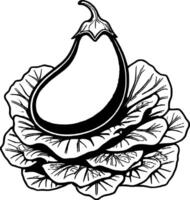 An eggplant on a leaf vector