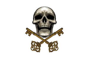 illustration of a key with a skull head vector