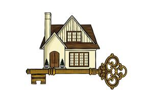 illustration of a house combined with a key vector