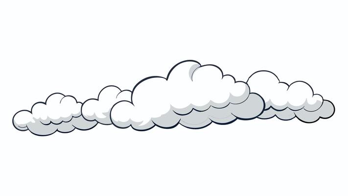 White and gray cloud lines with rain on white background illustration a cartoon cloud with a white background