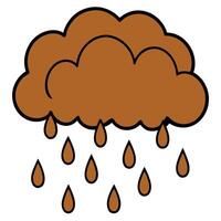 rain cloud icon Brown and yellow clouds with rain, white background illustration vector