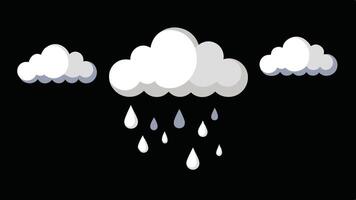 Collection of white clouds raining raindrops clouds with rain and clouds illustration vector