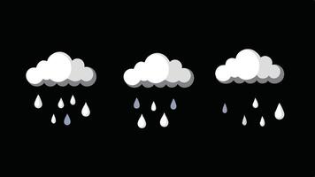 three clouds with rain drops on them Collection of white clouds raining raindrops vector