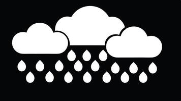 a black and white icon of rain clouds Collection of white clouds raining raindrops vector
