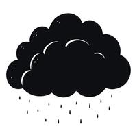 black cloud with rain drops Black clouds with rain white background illustration vector
