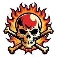 skull and crossbones Fire skull with heat vector