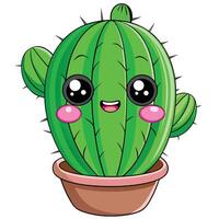 Cute cactus in a pot illustration isolated on white background vector
