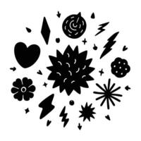 Black and White Abstract Shapes and Symbols Design vector