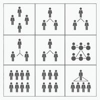 Organizational Chart Icons Various Team Structures and Hierarchy vector