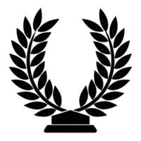 Black and White Laurel Wreath Award Trophy Illustration vector