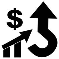 Dollar Sign with Ascending Bar Graph and Upward Arrow vector