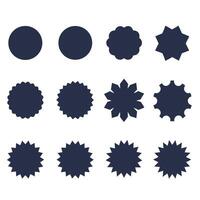 Collection of Twelve Dark Blue Shape Badges for Design Projects vector
