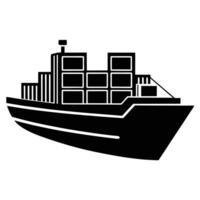 Black and White Illustration of a Container Ship design vector