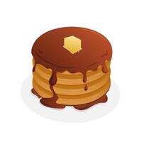 Delicious stack of pancakes topped with syrup and butter vector