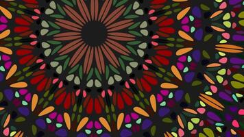 Abstract oriental circular floral mosaic pattern background - seamless loop animation video
