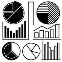 Collection of Hand Drawn Black and White Charts and Graphs vector