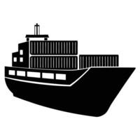 Black and White Illustration of a Container Ship vector