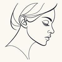 Elegant Line Art Drawing of a Womans Profile vector