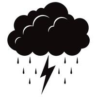 Black Silhouette of a Storm Cloud with Rain and Lightning vector