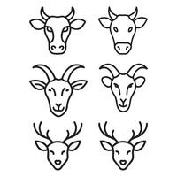 Set of funny cartoon animals head vector