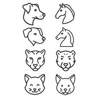 Set of animal head art design vector