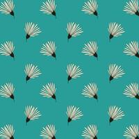 Seamless pattern with dandelion flowers, stylized doodle drawings of dandelion buds. On bright blue background. vector