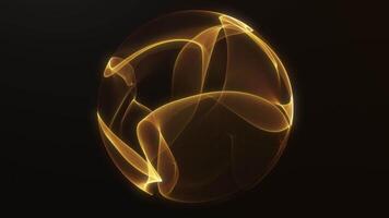 Glowing golden 3D sphere with flowing wave patterns and elegant motion. Ideal for science visuals, tech intros, and digital displays. 4K 60FPS seamless loop, abstract and modern. video