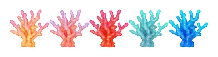 Illustration of vibrant coral in gradient colors spanning red to blue representing marine biodiversity and underwater beauty on white background with copy space. Ideal for ocean themes. vector