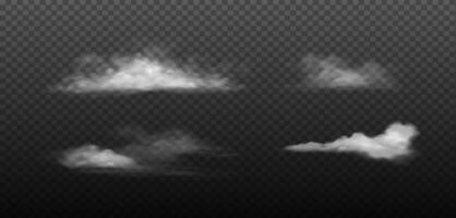 Collection of realistic cloud illustrations on background perfect for weather designs and digital art projects. Each cloud varies in shape and texture for diverse skies. vector